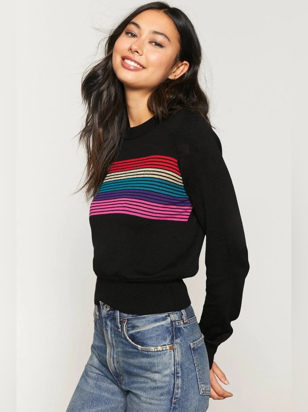 NWOT Spiritual Gangster Nikki Rainbow Crop Sweater - Picture 13 of 14